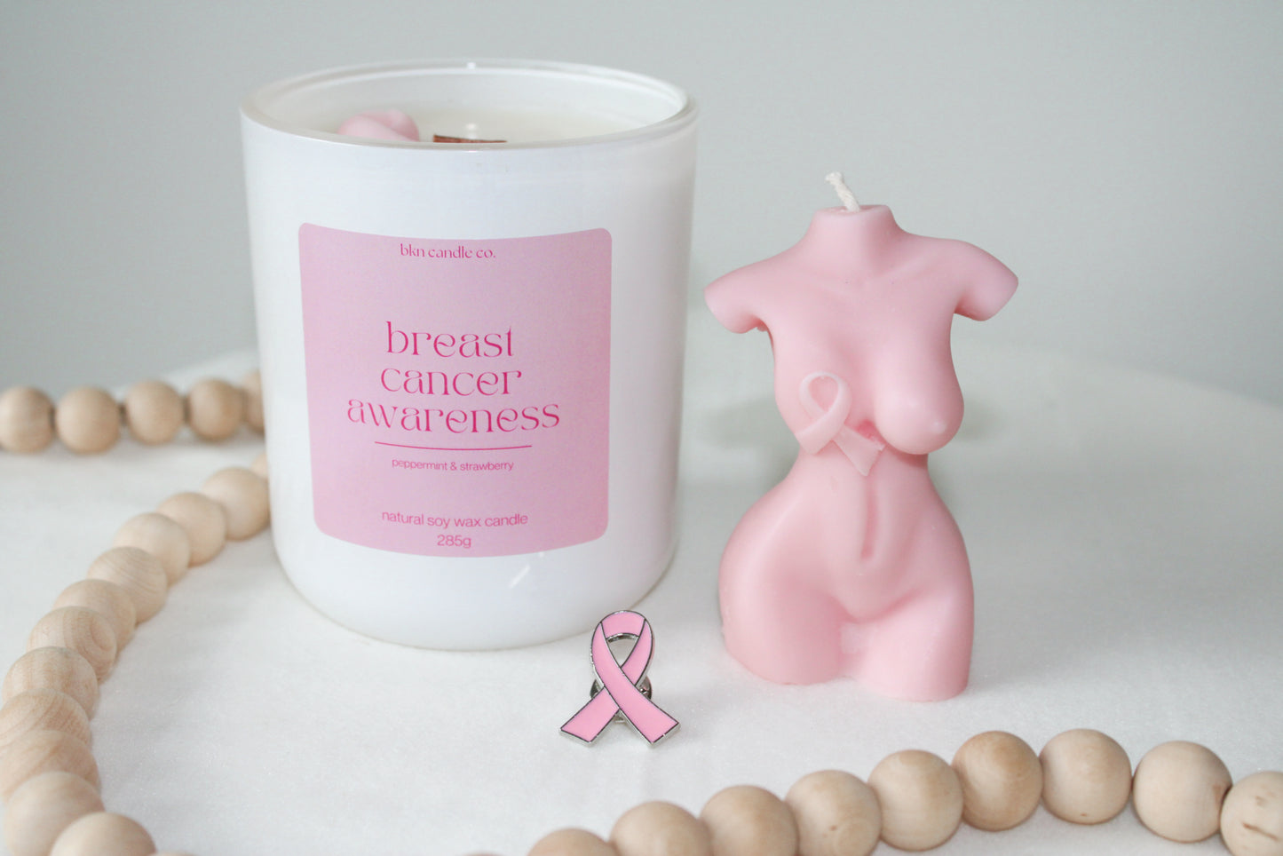 breast cancer awareness candles.